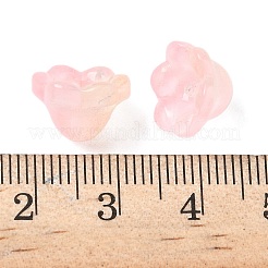透明ガラスビーズキャップ  グリッターパウダー付き  ピンク  12x8mm  穴：1.4mm  250個/ 200g&nbsp;X1-GLAA-B028-01E