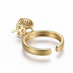 Латунные кольца из манжеты с прозрачным цирконием RJEW-F105-04G