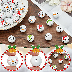60 шт. 6 стиля круглые рождественские бусины в виде снеговика из дерева европейские WOOD-PH0002-98