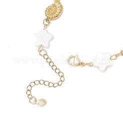 Perline di conchiglia d'acqua dolce naturale e ciondoli a forma di conchiglia in acciaio inossidabile 304 con connettore per bracciali da donna&nbsp;BJEW-JB12216-01