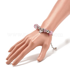 Bracciale europeo con ciondolo a farfalla in acciaio inossidabile 201 con catene a serpente&nbsp;BJEW-JB08044-01