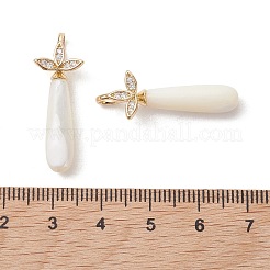 Messing-Mikropavé-Fassung mit Zirkonia und Anhängern aus natürlicher Trochidenmuschel&nbsp;PALLOY-JF05348-01