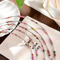 Браслеты из натуральных разноцветных турмалиновых бусин&nbsp;KA3160