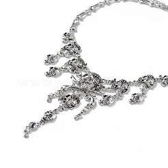 Ожерелье с нагрудником из сплава черепа NJEW-L175-01AS