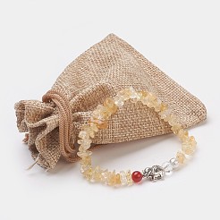 Браслеты стрейч с чипсами из натурального цитрина (окрашенные и нагретые)&nbsp;BJEW-JB03718-03