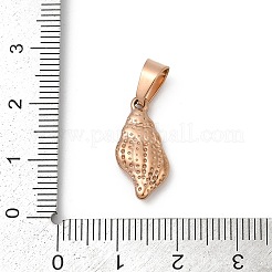 イオンプレーティング（IP）304ステンレスペンダント  巻き貝  ローズゴールド  18.5x9.5x3.5mm  穴：4.5x5.5mm&nbsp;STAS-G066-26RG