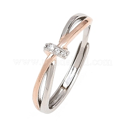 Кольца для женщин с микропаве из латуни и прозрачными кубическими цирконами&nbsp;RJEW-G371-01PRG-02