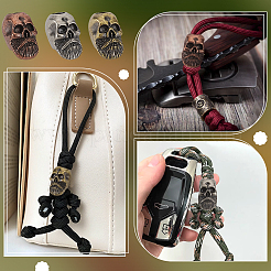 3 шт. 3-х цветные латунные бусины в виде черепа KK-FG0001-22