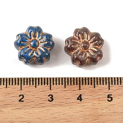 ペイントガラスビーズを焼く  ライン入り  ミックスカラー  花  14x14x6.5mm  穴：1.2mm&nbsp;DGLA-G004-01L