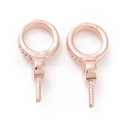 スターリングシルバー製スクリューアイペグベイル925個  リング  片穴ビーズ  ローズゴールド  12x6x3mm  穴：4mm  ピン：0.7mm&nbsp;STER-D035-46RG