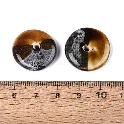 手作りのヴィンテージ磁器ビーズ  ファンシーアンティーク施釉磁器  ディスク  ココナッツブラウン  21~22x4.5~7mm  穴：1.8~2mm&nbsp;PORC-N013-08F