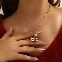 Рождественские подвески-ожерелья из нержавеющей стали 304 с эмалью FS-WG85DFF-04