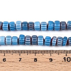 手作りミッレフィオーリガラスビーズ連売り  バレル  ライトスカイブルー  6~6.5x4mm  穴：0.8mm  約96~97個/連  15.35~15.75''（39~40センチメートル）&nbsp;LAMP-T021-27A-04
