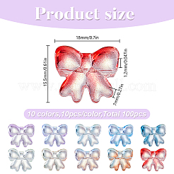 100шт 10 цвета прозрачные стеклянные бусины&nbsp;GLAA-HY0001-56