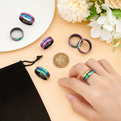 7 шт. набор из 7 колец из нержавеющей стали 304 с рифлением для мужчин и женщин RJEW-UN0002-70