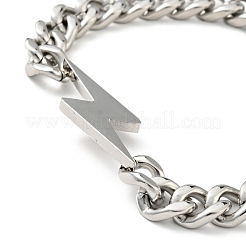 Bracciale a maglie con fulmini in acciaio inossidabile 201 anti-ossidazione con catene a maglie per donna&nbsp;BJEW-H550-04P