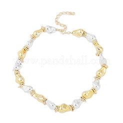 Двухцветные женские ожерелья из бисера неправильной формы из сплава NJEW-Z043-01PG-01