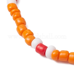 ガラスのストレッチブレスレット  ダークオレンジ  内径：2-1/8インチ（5.5cm）&nbsp;BJEW-JB11075-01