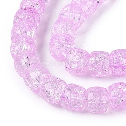 クラックル透明ガラスビーズ連売り  バレル  パールピンク  8~8.5x5.5~6.5mm  穴：1.2~1.4mm  約61~64個/連  14.96~15.75インチ（38~40cm）&nbsp;GLAA-N069-03A-08
