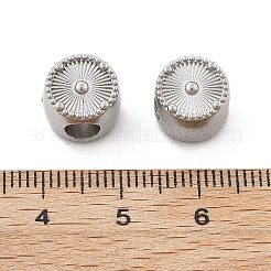 304ステンレススチールヨーロピアンビーズ  大きな穴ビーズ  ステンレス鋼色  フラットラウンド  10x7.5mm  穴：4.5mm&nbsp;STAS-M112-03P-01