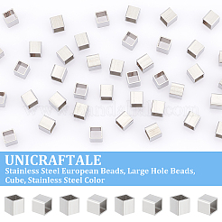 50 шт. европейские бусины из нержавеющей стали 304 FIND-UN0061-09
