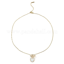 Ожерелья с подвеской из светлого золота и латуни с микропаве «Тигр» и бантом из кубического циркония NJEW-E105-22KCG