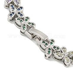 Braccialetti a maglie a farfalla da donna con placcatura in ottone e pavé di zirconi cubici&nbsp;BJEW-B110-05P-01
