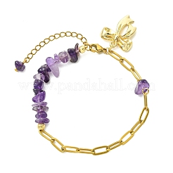 Armbänder aus natürlichen Amethyst-Splitterperlen&nbsp;BJEW-JB14187-01
