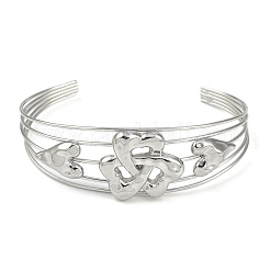 Bracelets manchettes ouverts creux en acier inoxydable 304 anti-ternissement&nbsp;BJEW-Q348-03P-03