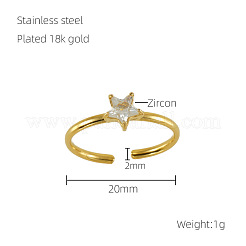 Кольца-манжеты из нержавеющей стали 304 с микропаве из прозрачного кубического циркония для женщин&nbsp;FS-WGE9F4E-04