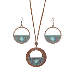 Комплекты из ожерелий и серег-подвесок из богемского сплава и дерева WG8FC17-01