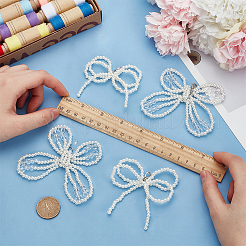 2 пара 2 стилей бантовых украшений из искусственного жемчуга для шнурков для обуви&nbsp;DIY-FG0006-57