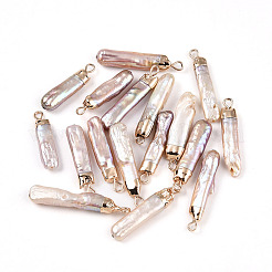 Подвески из натурального жемчуга кеши с гальваническим покрытием PEAR-S012-83