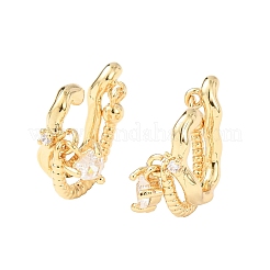 Серьги-манжеты в форме сердца из латуни с микропаве из прозрачных кубических цирконий&nbsp;EJEW-H178-05G