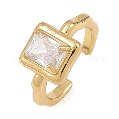 Anelli aperti in ottone con zirconi cubici/vetro&nbsp;RJEW-C158-05G-02
