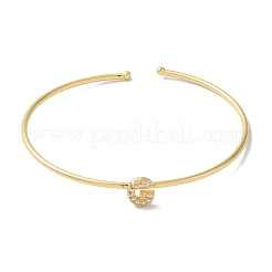 Браслеты на открытой манжете с прозрачным покрытием из латуни с микропаве и кубическим цирконием BJEW-A018-01G-G