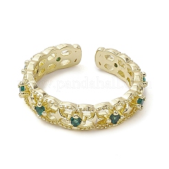 Стойка покрытие латунь микро паве кубический цирконий открытые манжеты кольца RJEW-K257-05G