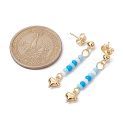 5 пара двухцветных сережек-гвоздиков в форме сердца из нержавеющей стали 304 золотистого цвета EJEW-JE05538-S