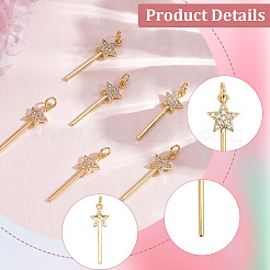6pcs rack placage laiton micro pavé clair pendentifs zircone cubique&nbsp;KK-SC0007-88