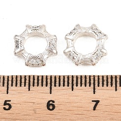 Achteckige Messing-Mikropavé-Perlen aus klaren Zirkonia im europäischen Stil&nbsp;KK-B186-15P