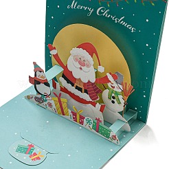 Tarjeta de felicitación de papel emergente cuadrada 3d de Papá Noel&nbsp;AJEW-P124-B03