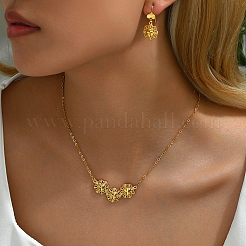 Комплекты из латунных полых цветочных сережек и ожерелий для женщин PS7581