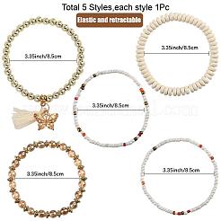 1 комплект стеклянных браслетов в стиле бохо-отпуск&nbsp;BJEW-SP0001-13