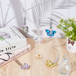 5 шт. подвеска из кварцевого кристалла в виде бабочки 5 цветов&nbsp;HJEW-AR0001-20