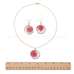 Ohrringe und Halsketten-Sets mit getrockneten Blumen aus Kunstharz&nbsp;SJEW-FS00005