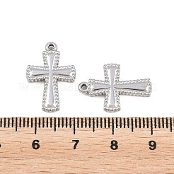 イースター 304 ステンレス ペンダント  ビーズの縁取りが施された十字架のチャーム  ステンレス鋼色  19.5x13x2.5mm  穴：1.2mm&nbsp;STAS-L317-33P