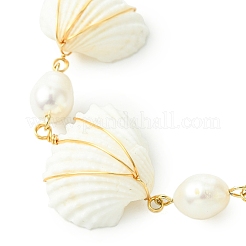 Браслеты из бисера из ракушек и натурального культивированного пресноводного жемчуга ручной работы BJEW-TA00569