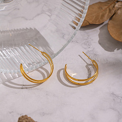 Двухслойные серьги-гвоздики С-образной формы из нержавеющей стали 304&nbsp;WU2409