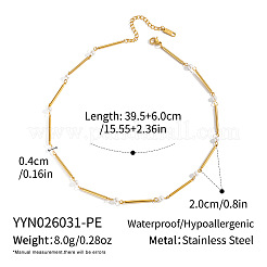 Collares de cadena de eslabones de acero inoxidable 304 con cuentas de perlas blancas de imitación para mujer.&nbsp;UD8273-1