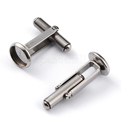 304ステンレススチール製カフスボタン  アパレルアクセサリのカフスボタンパーツ  ステンレス鋼色  トレイ：6mm  19x18x8mm&nbsp;STAS-L262-39A-P